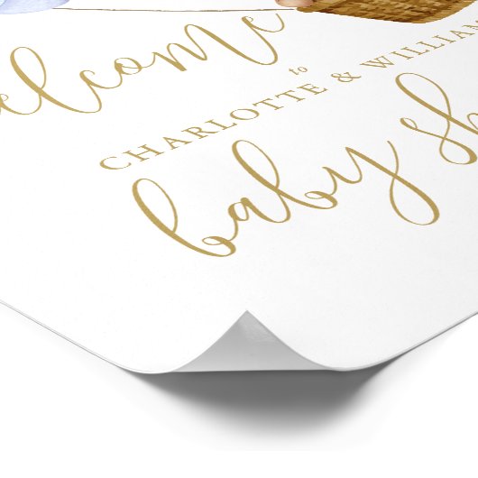 We Can Bearly Wait Blauwe Baby Shower Welkom Bord Poster (Hoek)