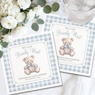 We Can Bearly Wait Blauwe Beer Babyshower Servet