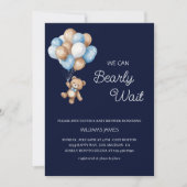 We Can Bearly Wait - Blauwe & Bruine Teddybeer  Kaart (Voorkant)