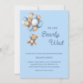 We Can Bearly Wait - Blauwe & Bruine Teddybeer Kaart (Voorkant)