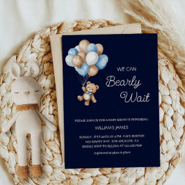 We Can Bearly Wait - Blauwe en bruine teddybeer Kaart