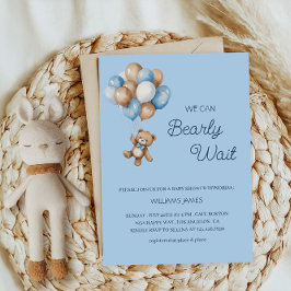 We Can Bearly Wait - Blauwe en bruine teddybeer Kaart
