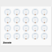 We Can Bearly Wait Blauwe Gingham Teddybeer Ronde Sticker (Vel)