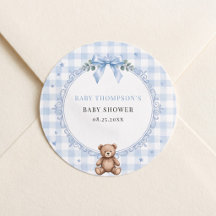 We Can Bearly Wait Blauwe Gingham Teddybeer