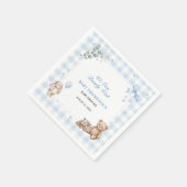 We Can Bearly Wait Blauwe Gingham Teddybeer Servet (Hoek)