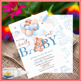 We Can Bearly Wait Blauwe Jongen Baby Shower Kaart