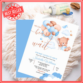 We Can Bearly Wait Blauwe Jongen Baby Shower Kaart