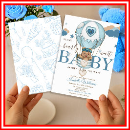 We Can Bearly Wait Blauwe Jongen Baby Shower Kaart