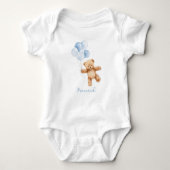 We Can Bearly Wait Blauwe Jongens Baby Shower Romper (Voorkant)