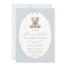 We Can Bearly Wait blauwe strik Jongens Baby Showe