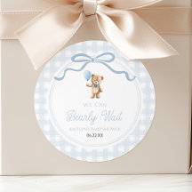 We Can Bearly Wait Blauwe Teddybeer Baby Shower