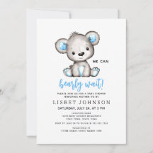 We Can Bearly Wait Blauwe Teddyshirt Baby Shower