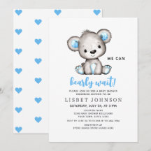 We Can Bearly Wait Blauwe Teddyshirt Baby Shower
