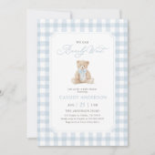 We Can Bearly Wait Blauwe Teddyshower Uitnodiging (Voorkant)