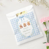 We Can Bearly Wait Blue Gingham Baby Shower Bedankzakje (Gezegeld)