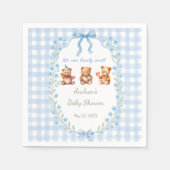 We Can Bearly Wait Blue Gingham Baby Shower  Servet (Voorkant)