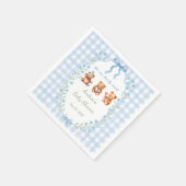 We Can Bearly Wait Blue Gingham Baby Shower  Servet (Hoek)