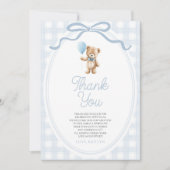 We Can Bearly Wait Blue Teddy Bear Baby Shower Bedankkaart (Voorkant)