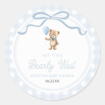 We Can Bearly Wait Blue Teddy Bear Baby Shower