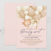 We can Bearly Wait Blush Pink Baby Shower   Kaart (Voorkant / Achterkant)
