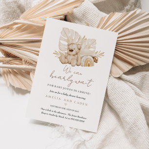 We Can Bearly Wait Boho Baby Borrel Kaart
