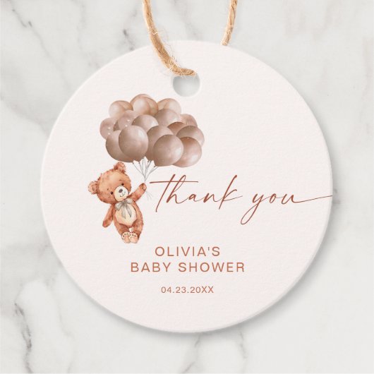 We Can Bearly Wait Boho Ballon Bedankt Bedankjes Labels (Voorkant)