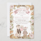 We Can Bearly Wait Boho Bear Family Baby Shower Kaart (Voorkant)