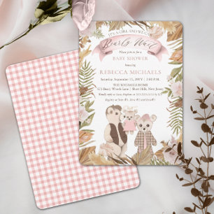 We Can Bearly Wait Boho Bear Family Baby Shower Kaart