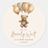 We Can Bearly Wait Boho Teddibeer Baby Shower Ronde Sticker (Voorkant)