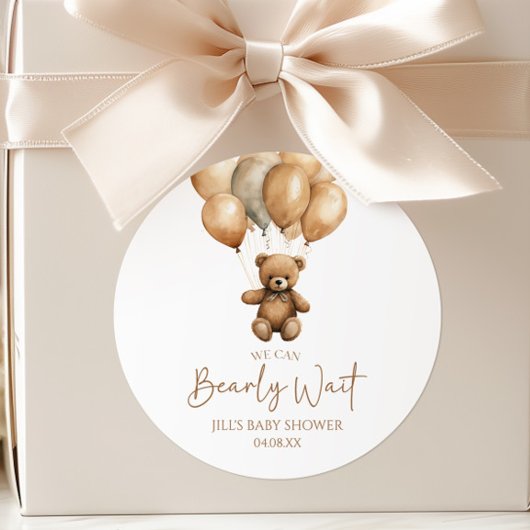 We Can Bearly Wait Boho Teddibeer Baby Shower Ronde Sticker