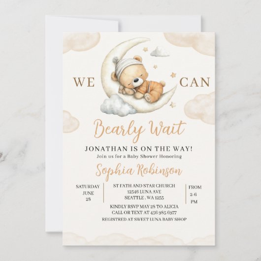 We Can Bearly Wait Boho Teddy Bear Baby Shower  Kaart (Voorkant)