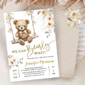 We Can Bearly Wait Boho Teddy Bear Baby Shower Kaart