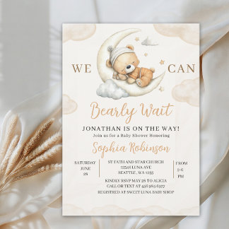 We Can Bearly Wait Boho Teddy Bear Baby Shower  Kaart