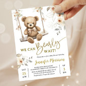 We Can Bearly Wait Boho Teddybeer Babyshower Kaart