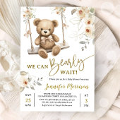 We Can Bearly Wait Boho Teddybeer Babyshower Kaart