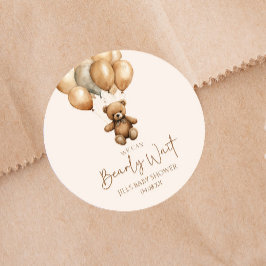 We Can Bearly Wait Boho Teddybeer Babyshower Ronde Sticker