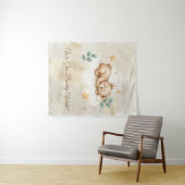 We Can Bearly Wait Boho Teddydier Baby Shower Wandkleed (In Situ (horizontaal))
