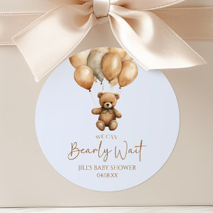 We Can Bearly Wait Boho Teddydrop Babyborrel Ronde Sticker