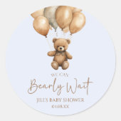 We Can Bearly Wait Boho Teddydrop Babyborrel Ronde Sticker (Voorkant)