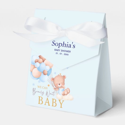 We Can Bearly Wait, Boy Baby Shower Bedankdoosjes (Voorkant Zijde)