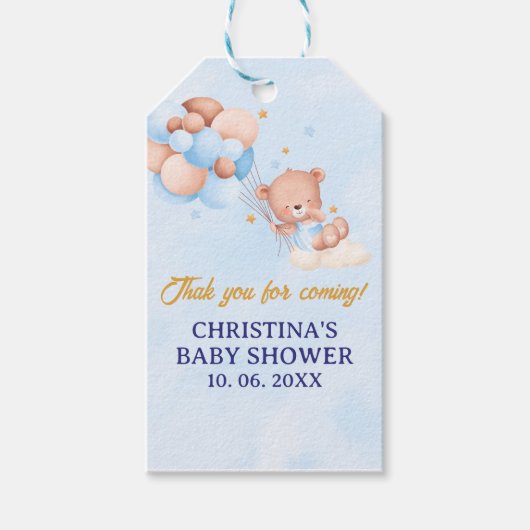 We Can Bearly Wait , Boy Baby Shower Cadeaulabel (Voorkant)