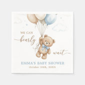 We Can Bearly Wait Boy Baby Shower Custom Servet (Voorkant)