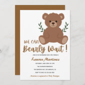 We Can Bearly Wait Boy Baby Shower Invitation Kaart (Voorkant / Achterkant)