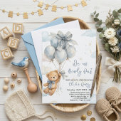 We Can Bearly Wait Boy Baby Shower Invitation Kaart