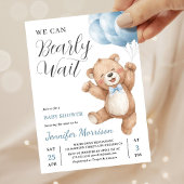 We Can Bearly Wait Boy Teddy Bear Baby Shower Kaart