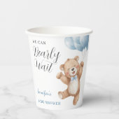 We Can Bearly Wait Boy Teddy Bear Baby Shower Papieren Bekers (Voorkant)