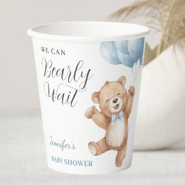 We Can Bearly Wait Boy Teddy Bear Baby Shower Papieren Bekers