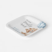 We Can Bearly Wait Boy Teddy Bear Baby Shower Papieren Bordje (Gebogen)