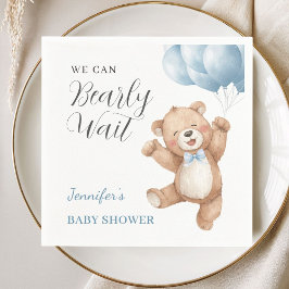 We Can Bearly Wait Boy Teddy Bear Baby Shower Servet