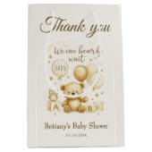 We Can Bearly Wait Brown Baby Shower  Medium Cadeauzakje (Voorkant)